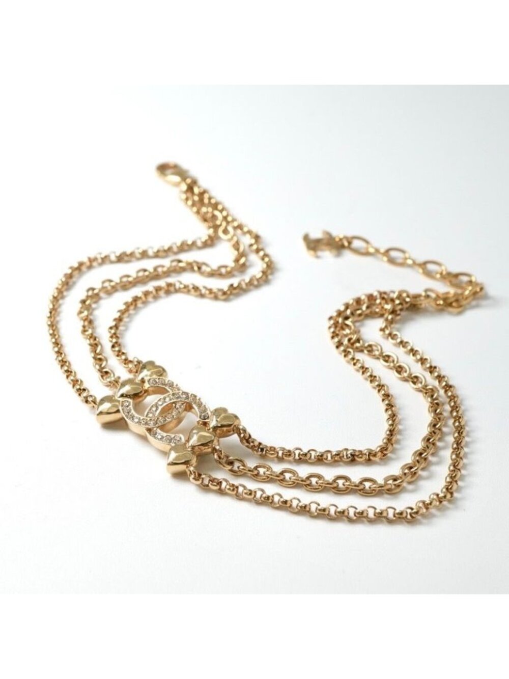 Chanel Choker Gold Coco Mark Rhinestone Heart